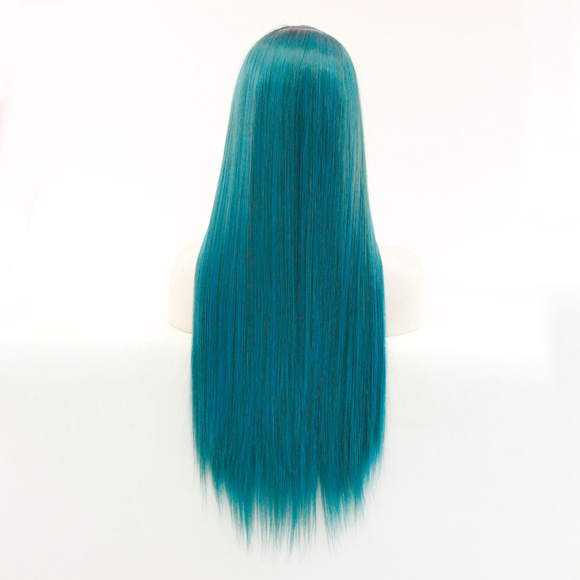 Ombre 1b/blue lace front wigs silky straight - Picture 2 of 6
